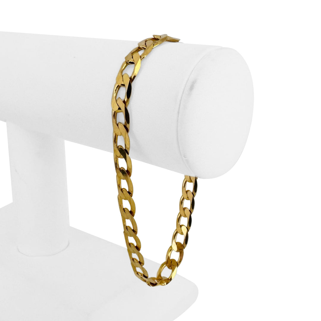 14k Yellow Gold 13.8g Solid Flat Men's 7mm Curb Link Bracelet 8.5"