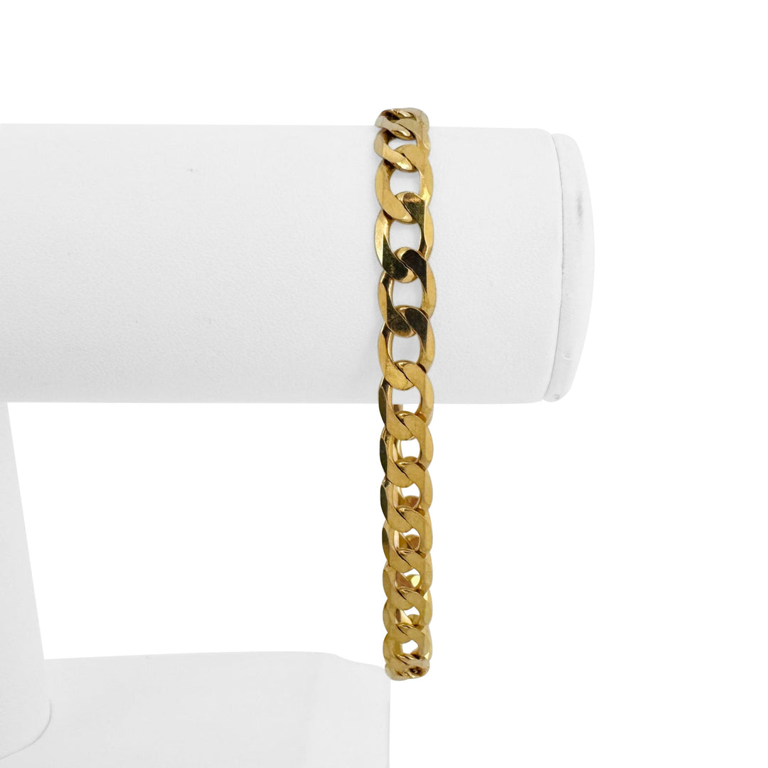 14k Yellow Gold 13.8g Solid Flat Men's 7mm Curb Link Bracelet 8.5"