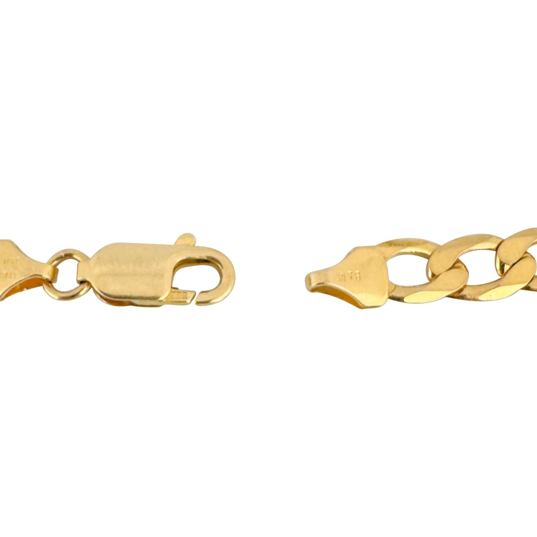 14k Yellow Gold 13.8g Solid Flat Men's 7mm Curb Link Bracelet 8.5"