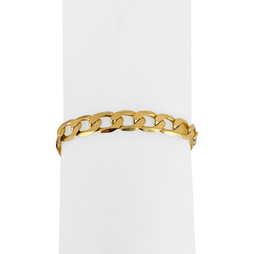 14k Yellow Gold 13.8g Solid Flat Men's 7mm Curb Link Bracelet 8.5"