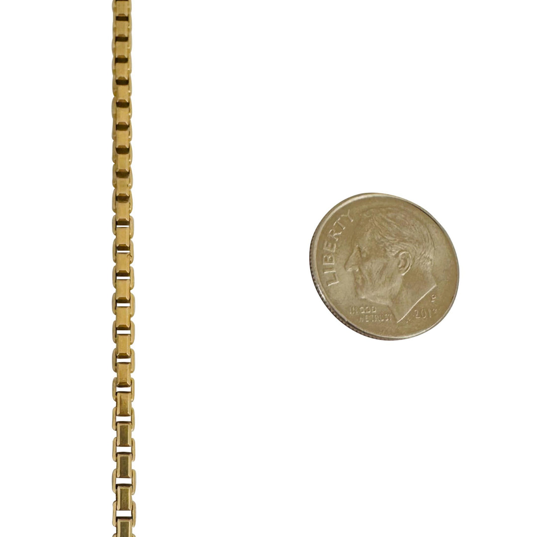 14k Yellow Gold 17.8g Solid Vintage 2.5mm Box Link Chain Necklace Italy 20"