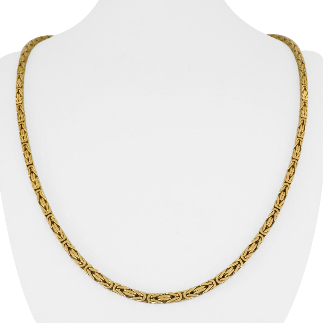 14k Yellow Gold 34.5g Solid Heavy 3mm Squared Byzantine Link Chain Necklace 24"