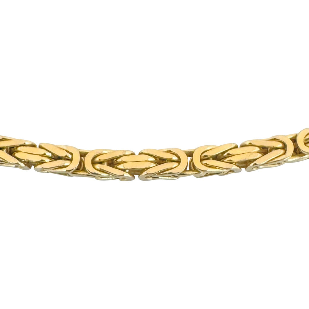 14k Yellow Gold 34.5g Solid Heavy 3mm Squared Byzantine Link Chain Necklace 24"