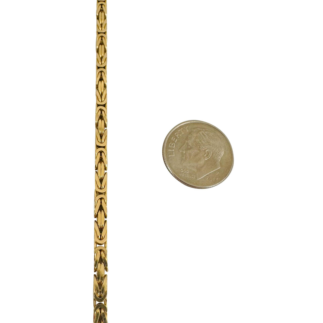 14k Yellow Gold 34.5g Solid Heavy 3mm Squared Byzantine Link Chain Necklace 24"