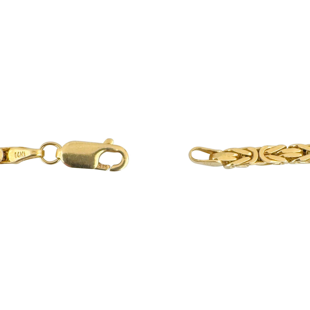 14k Yellow Gold 34.5g Solid Heavy 3mm Squared Byzantine Link Chain Necklace 24"