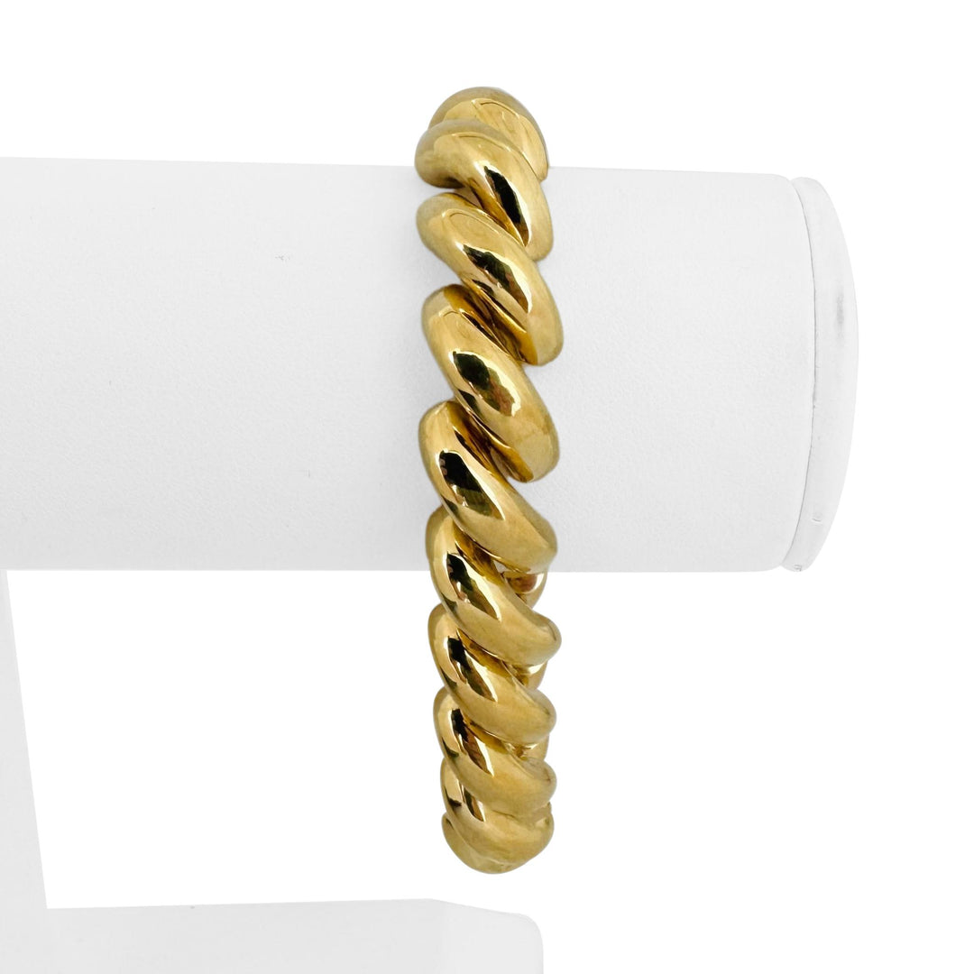 14k Yellow Gold 24.2g Thick Polished 12mm San Marco Link Bracelet 7.75"