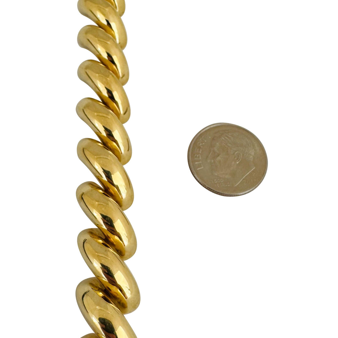 14k Yellow Gold 24.2g Thick Polished 12mm San Marco Link Bracelet 7.75"