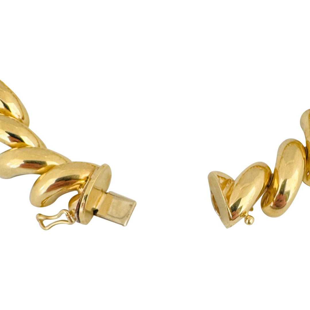 14k Yellow Gold 24.2g Thick Polished 12mm San Marco Link Bracelet 7.75"