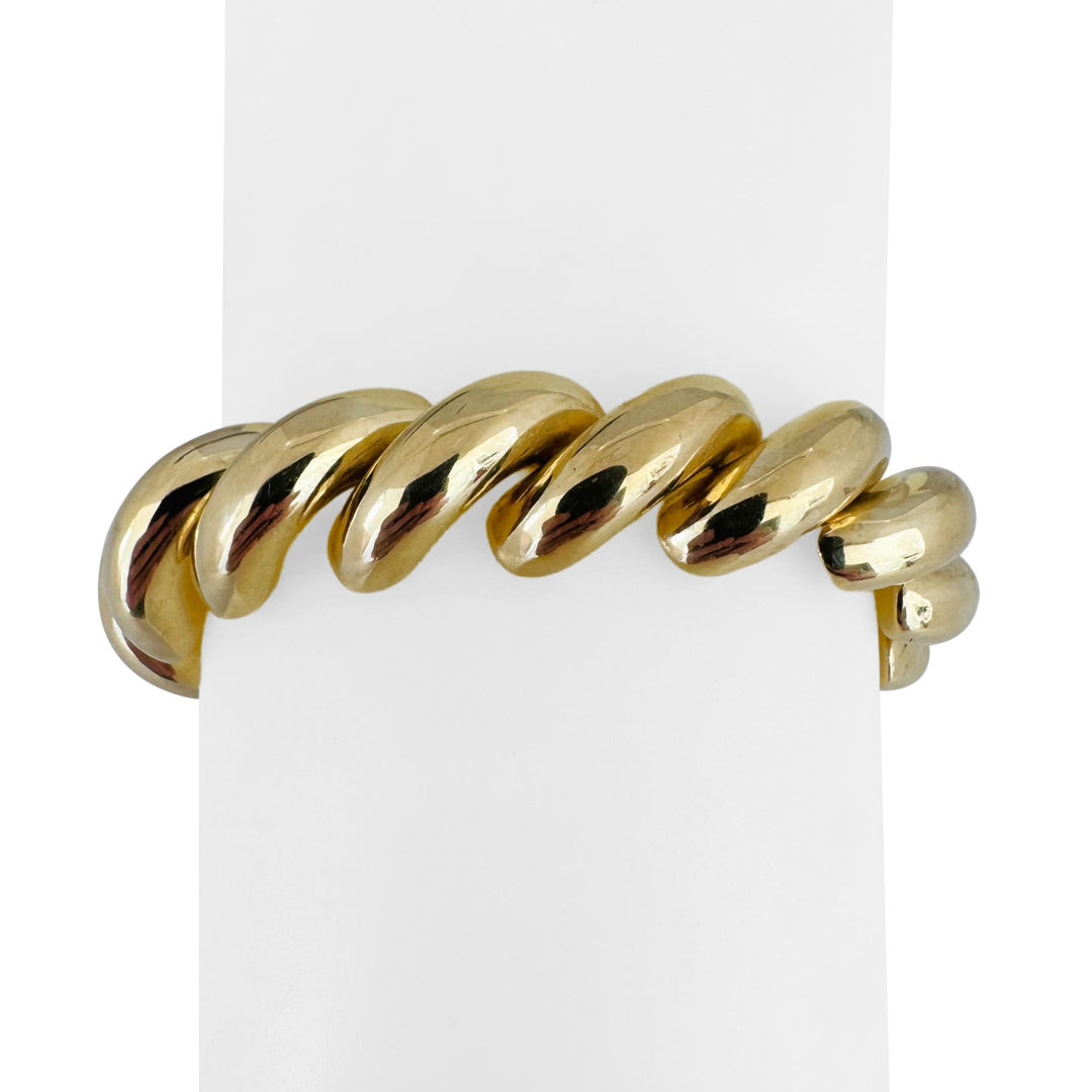 14k Yellow Gold 24.2g Thick Polished 12mm San Marco Link Bracelet 7.75"