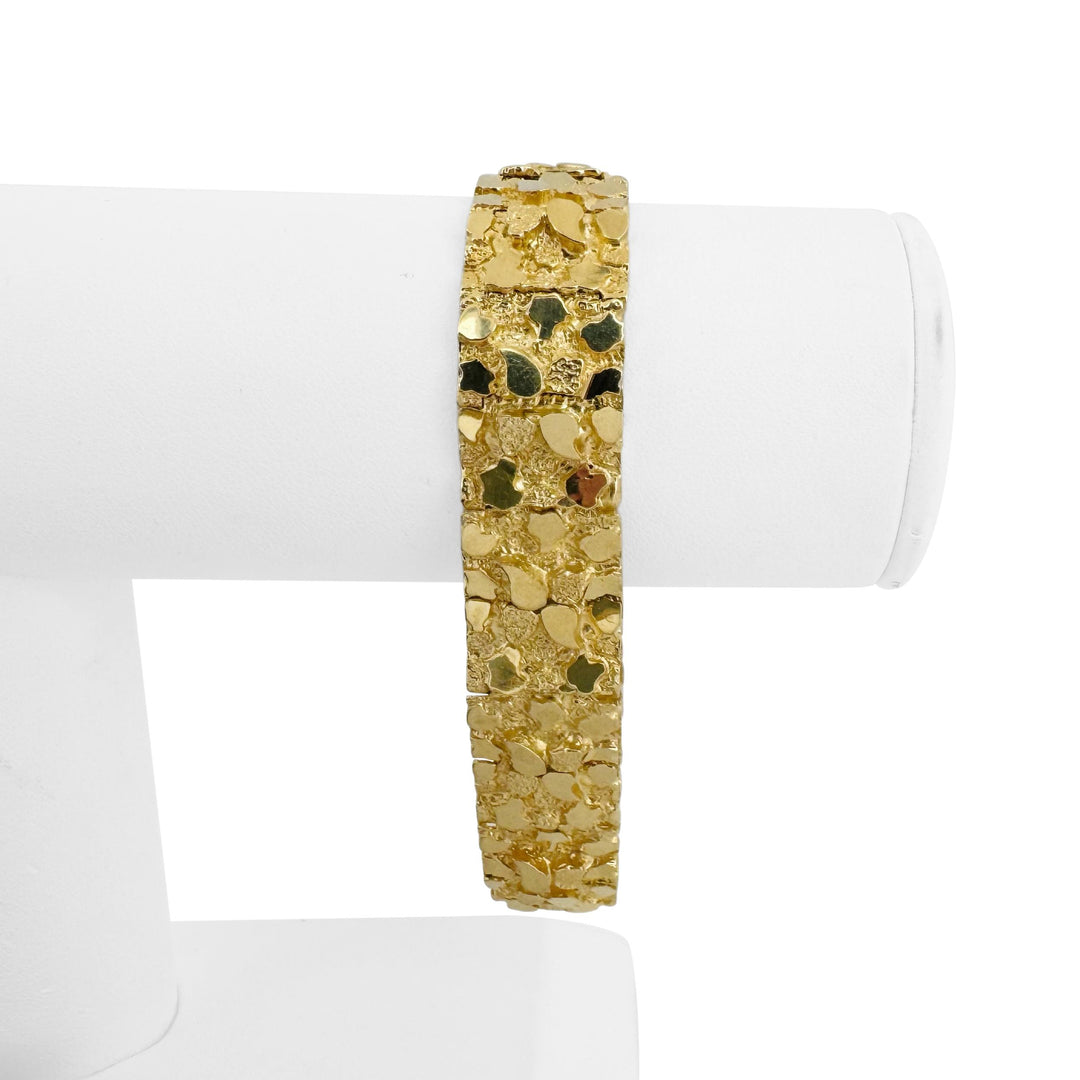 14k Yellow Gold 44.6g Solid Heavy 15mm Chunky Nugget Link Bracelet 8"