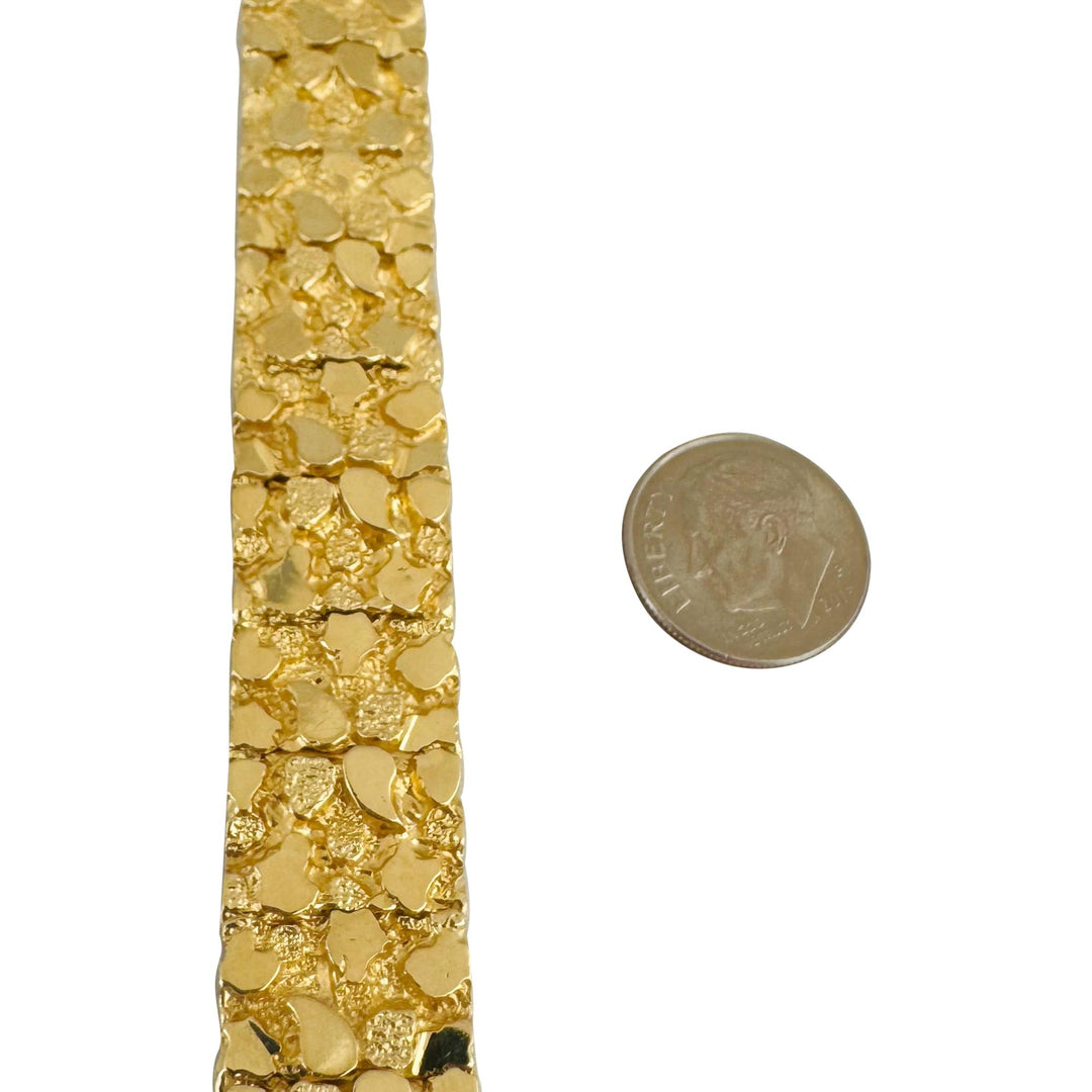 14k Yellow Gold 44.6g Solid Heavy 15mm Chunky Nugget Link Bracelet 8"