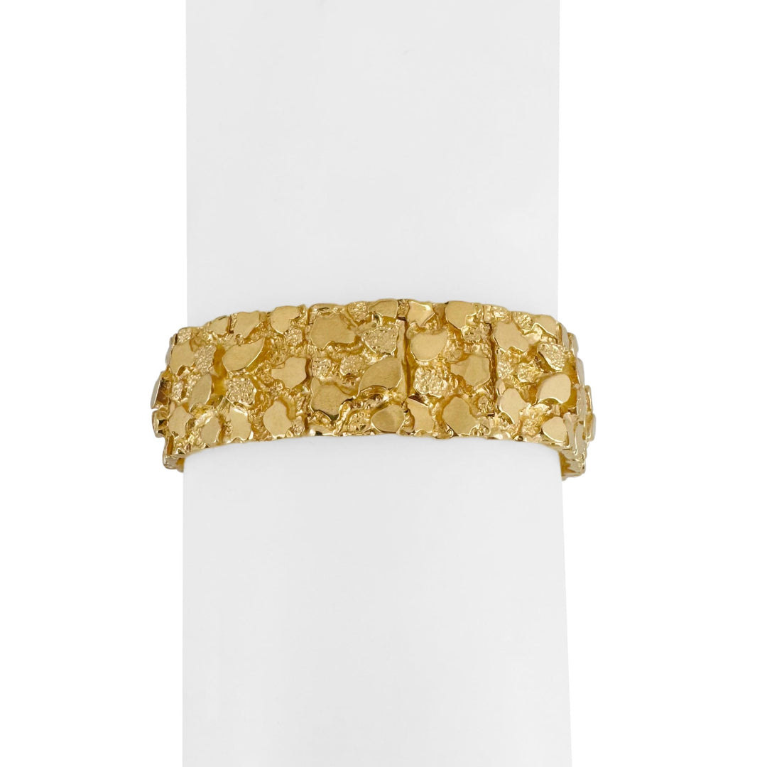 14k Yellow Gold 44.6g Solid Heavy 15mm Chunky Nugget Link Bracelet 8"