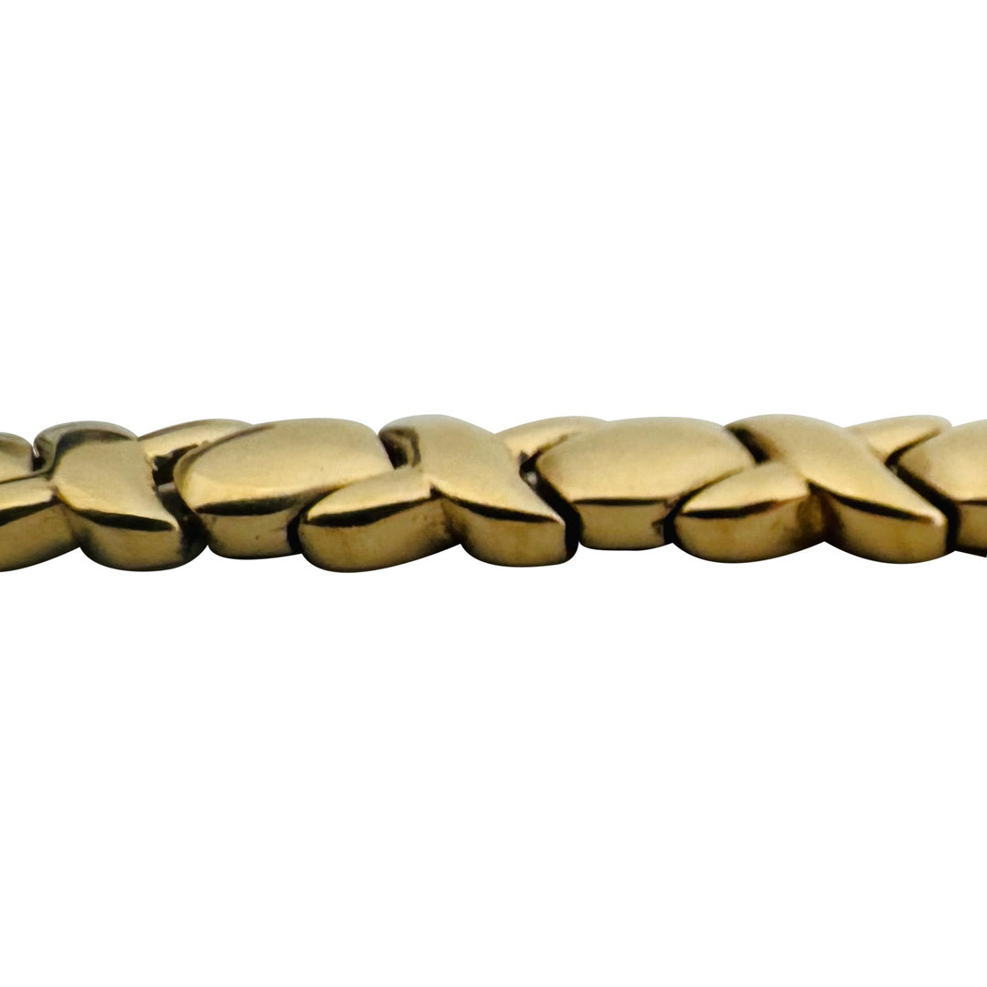 14k Yellow Gold 13g Ladies Polished Hugs and Kisses XO Link Bracelet 7"