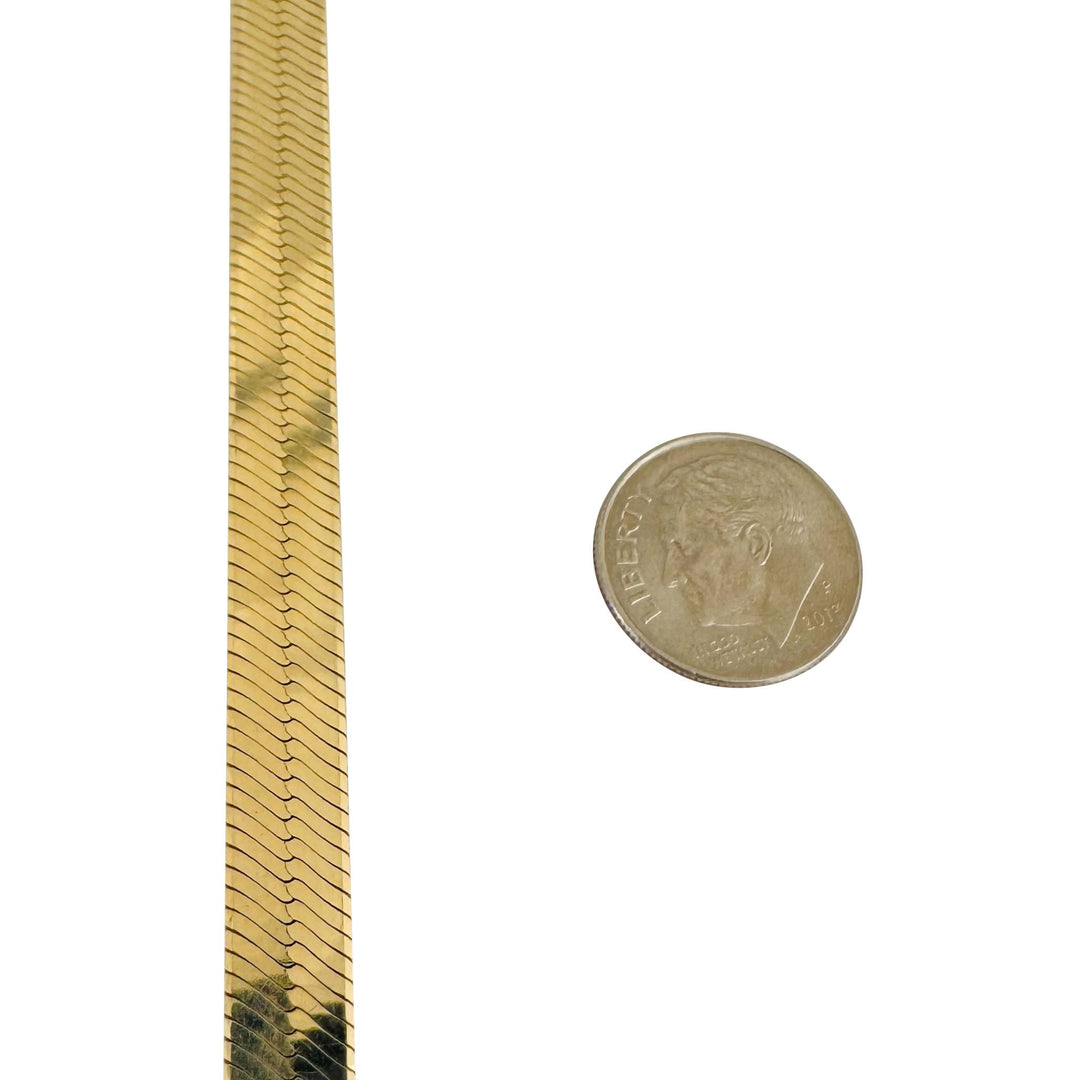 14k Yellow Gold 35.8g Solid Heavy 8mm Herringbone Link Necklace Italy 22"