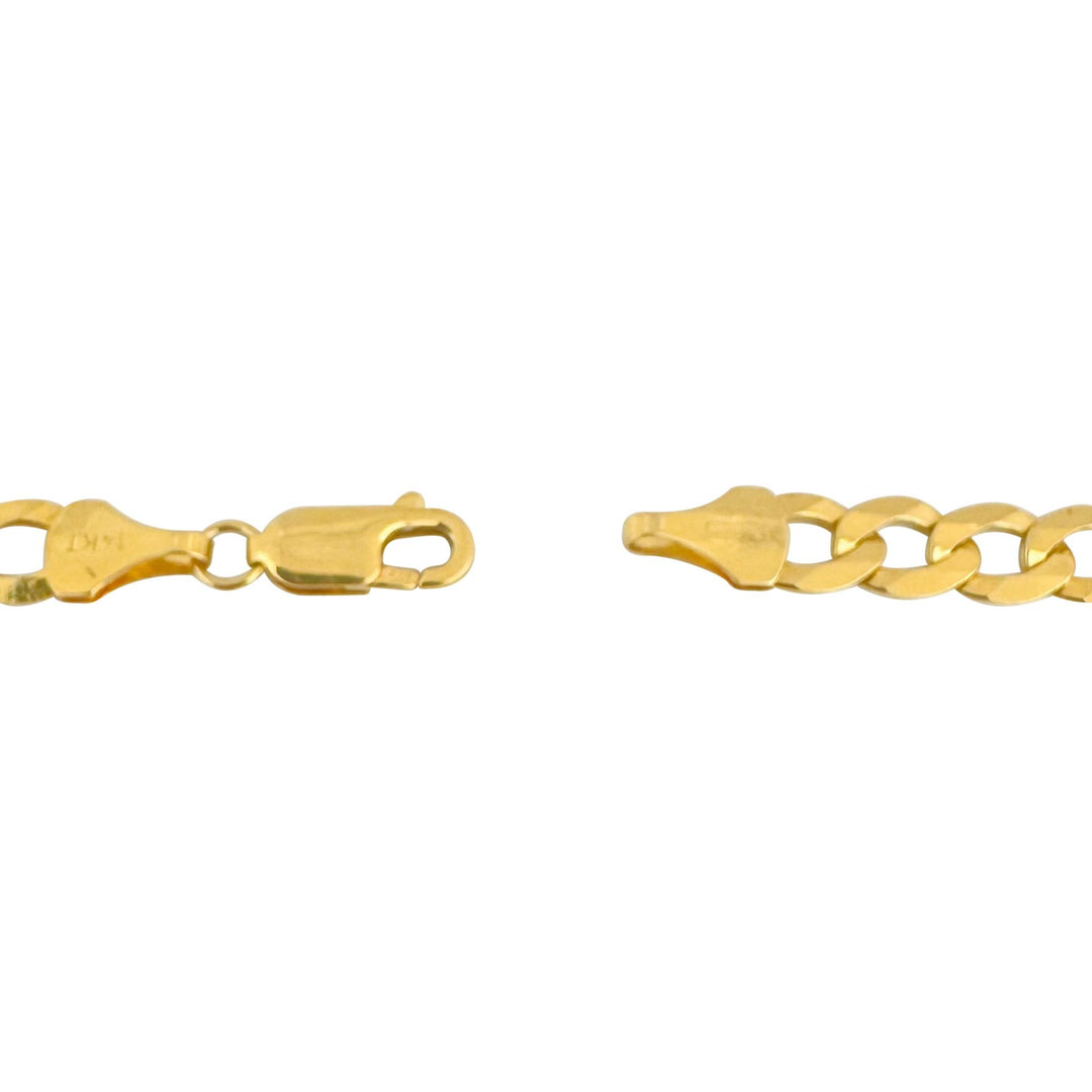 14k Yellow Gold 16.9g Solid Flat 5.5mm Curb Link Chain Necklace Italy 20"