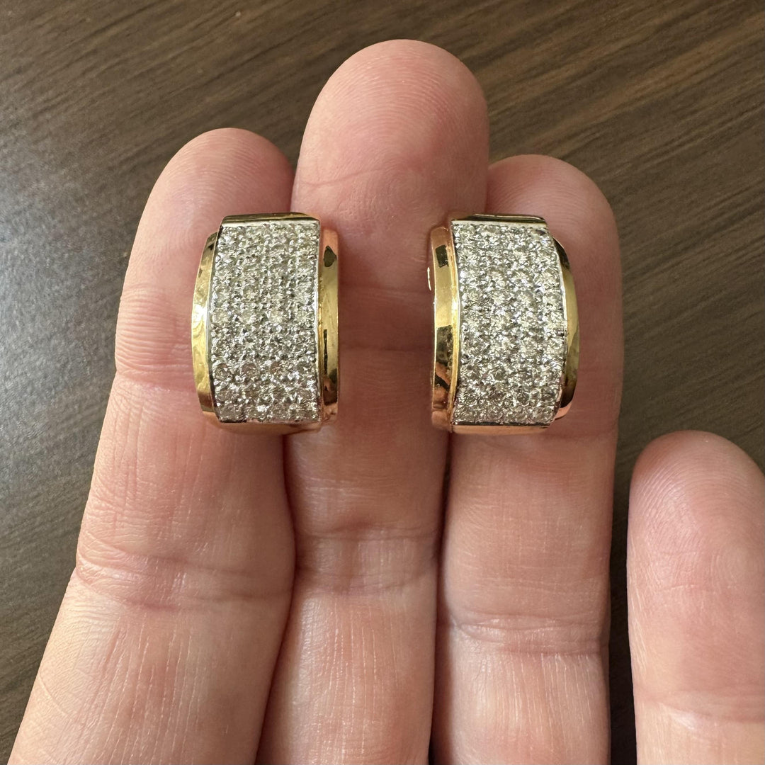 14k Yellow Gold and 1cttw Diamond 9.9g Huggie Earrings