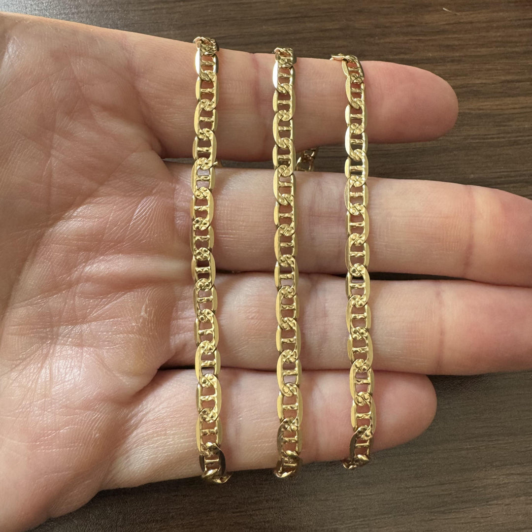 14k Yellow Gold 22.5g Solid Diamond Cut Mariner Link Chain Necklace Italy 24"
