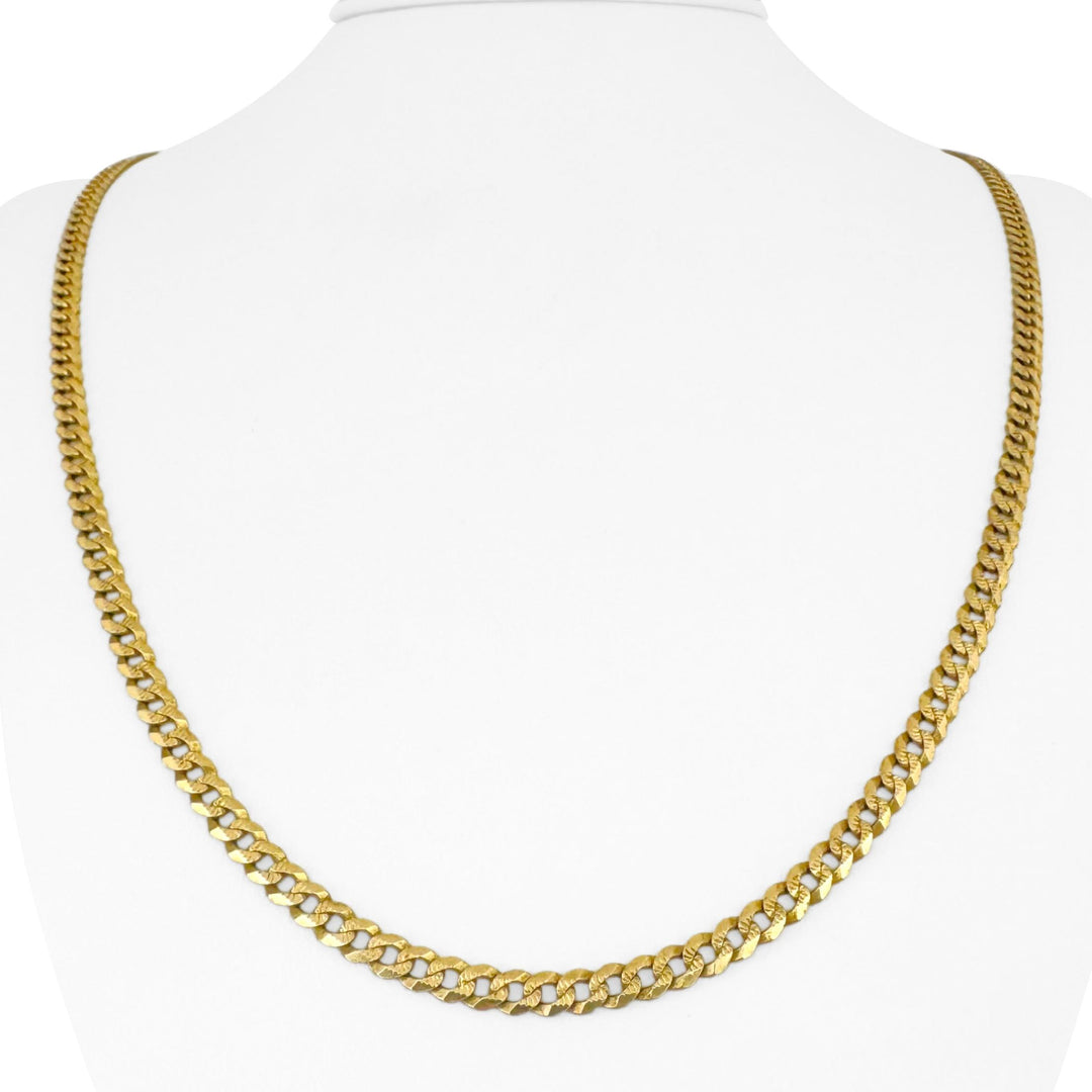 14k Yellow Gold 13.4 Solid Diamond Cut 4mm Curb Link Chain Necklace Italy 23.5"