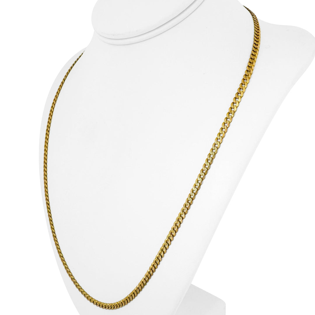 14k Yellow Gold 13.4 Solid Diamond Cut 4mm Curb Link Chain Necklace Italy 23.5"