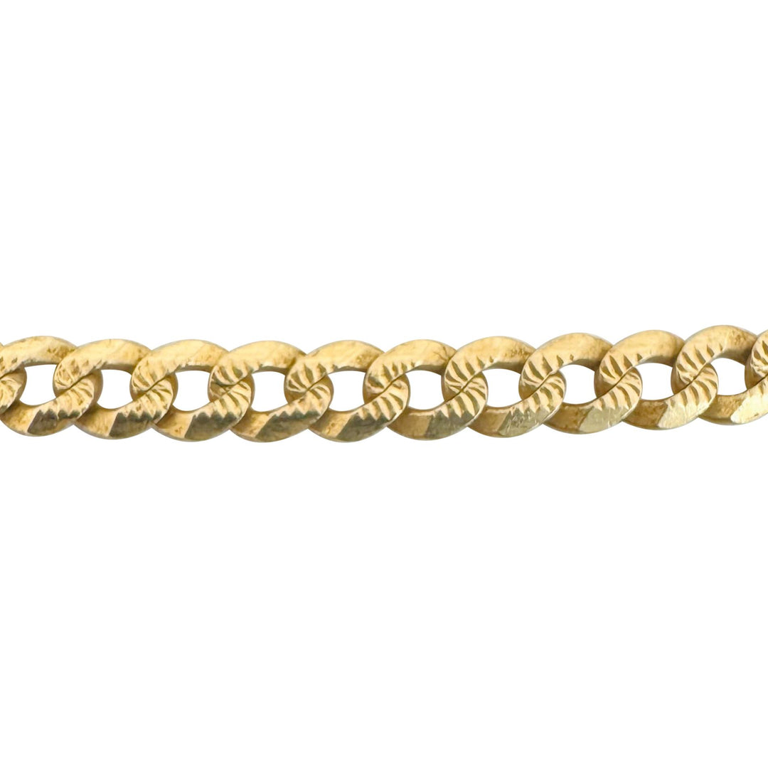 14k Yellow Gold 13.4 Solid Diamond Cut 4mm Curb Link Chain Necklace Italy 23.5"