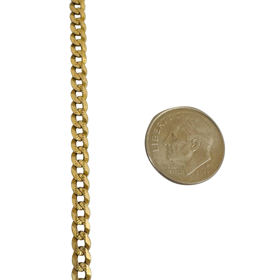 14k Yellow Gold 13.4 Solid Diamond Cut 4mm Curb Link Chain Necklace Italy 23.5"