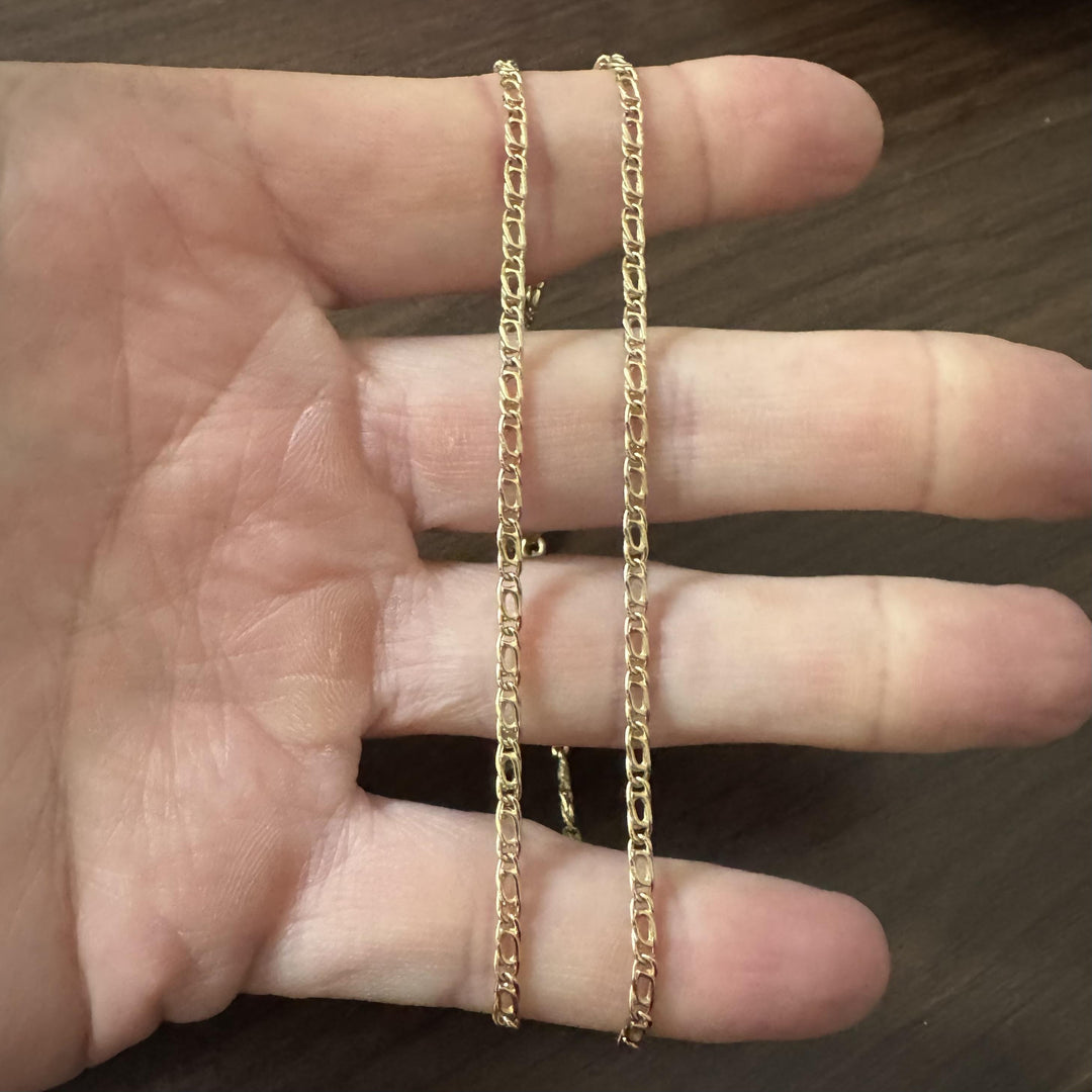 18k Yellow Gold 4.9g Hollow Light 2.5mm Fancy Curb Link Necklace Italy 19.5"