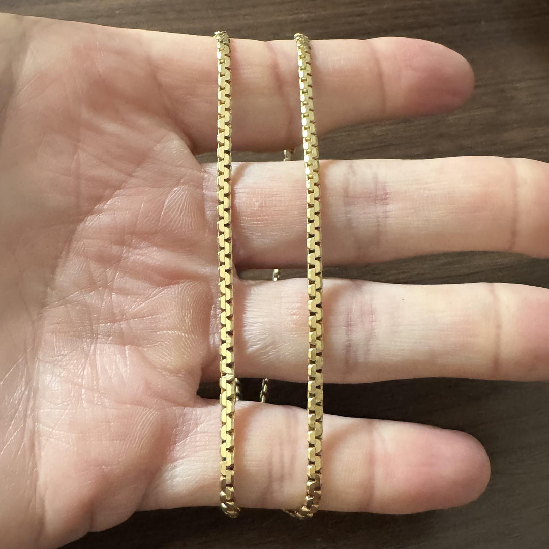 14k Yellow Gold 13.6g Solid Vintage 2.8mm Flattened Box Link Necklace Italy 19"