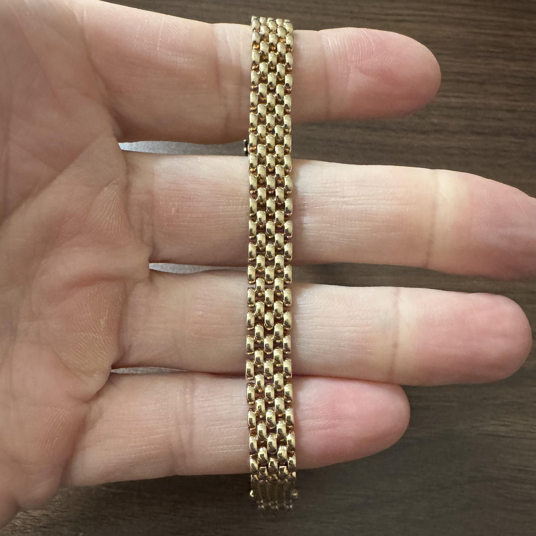 14k Yellow Gold 20.3g Heavy Mesh Tight Panther Link Bracelet 7"
