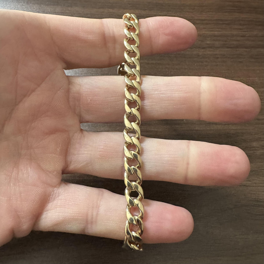 14k Yellow Gold 25.8g Solid Heavy 7.5mm Curb Link Bracelet 7.75"