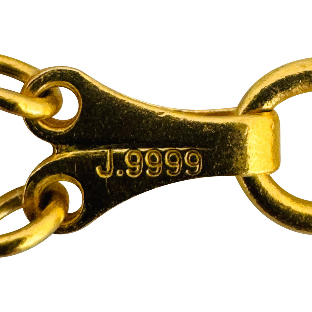 24k Pure Yellow Gold 16.6g Ladies Animal Coin Charm Link Bracelet 7"