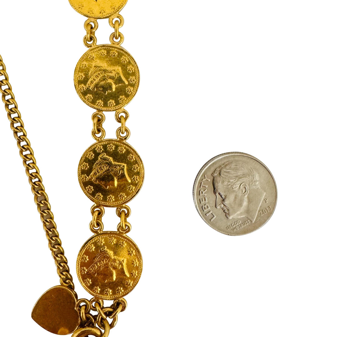 24k Pure Yellow Gold 31.2g Solid Heavy Coin Link Bracelet 7.5"