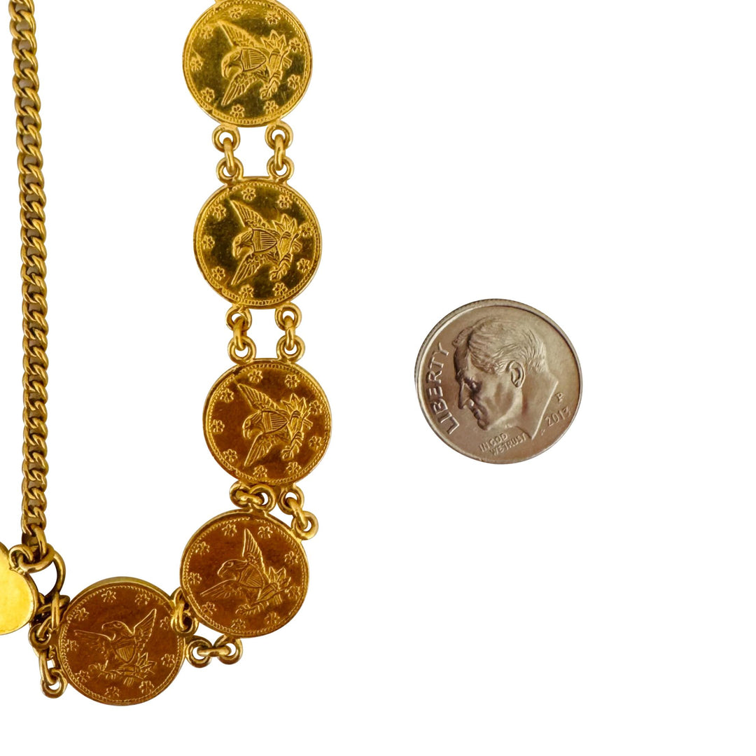 24k Pure Yellow Gold 31.2g Solid Heavy Coin Link Bracelet 7.5"