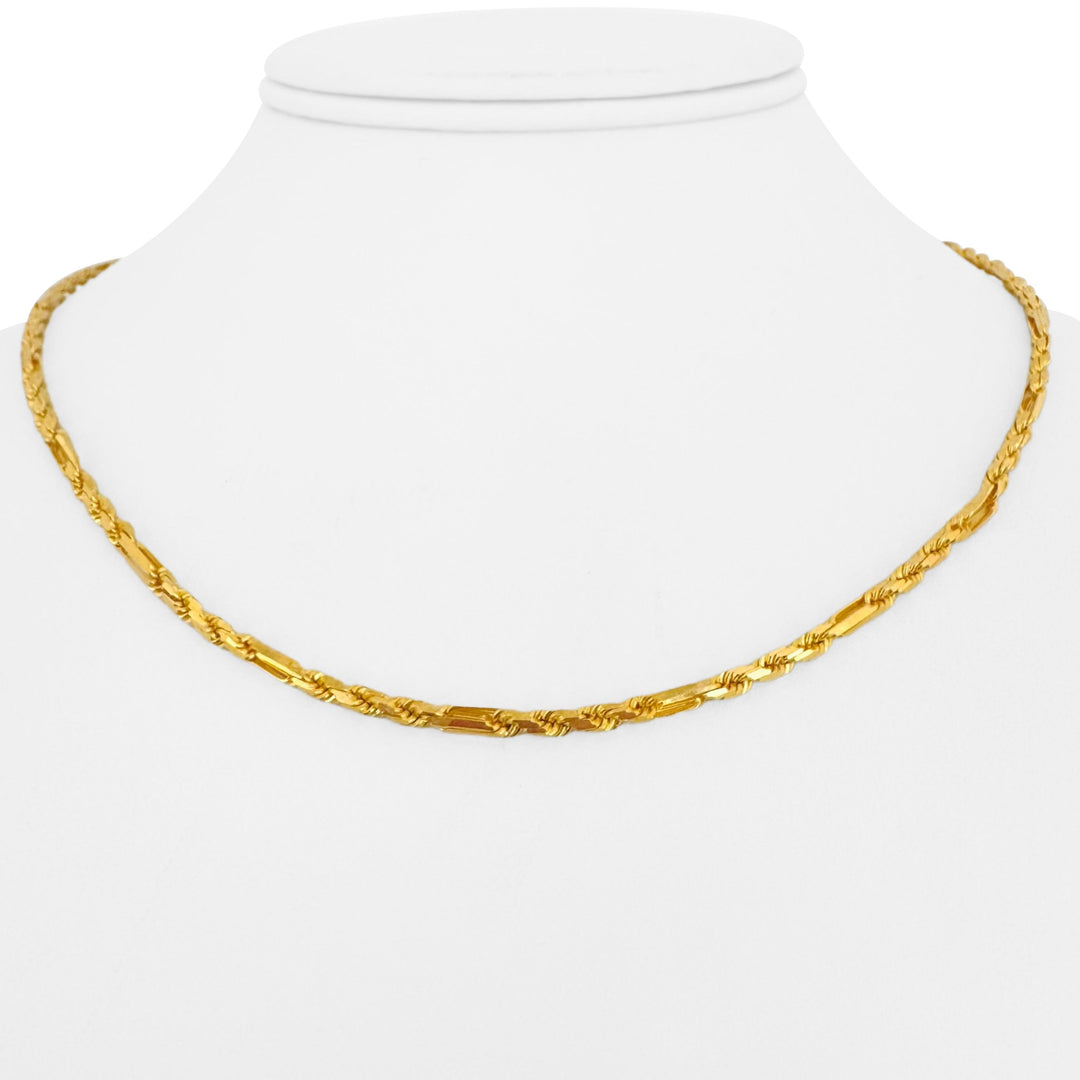 22k Yellow Gold 16.4g Solid Ladies 2.8mm Milano Rope Chain Necklace 17"