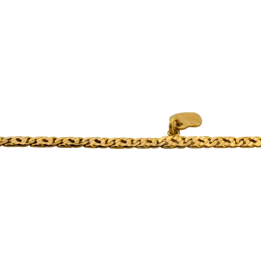 22k Yellow Gold 11.6g Solid Diamond Cut Fancy Curb Link Anklet 10"