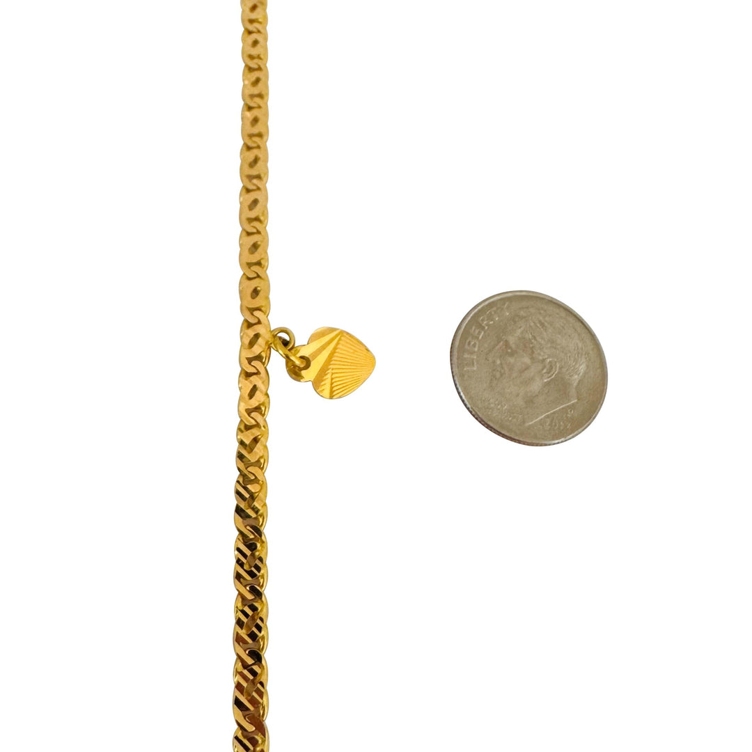 22k Yellow Gold 11.6g Solid Diamond Cut Fancy Curb Link Anklet 10"