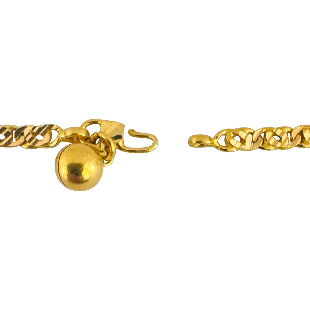 22k Yellow Gold 11.6g Solid Diamond Cut Fancy Curb Link Anklet 10"
