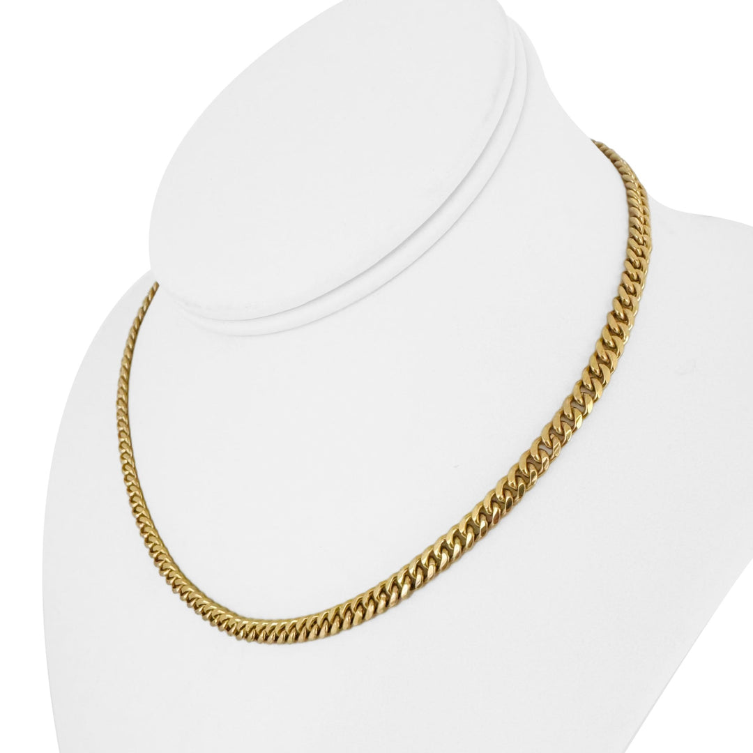 18k Yellow Gold 26.3g Solid Heavy 4.5mm Curb Link Chain Necklace 15.5"
