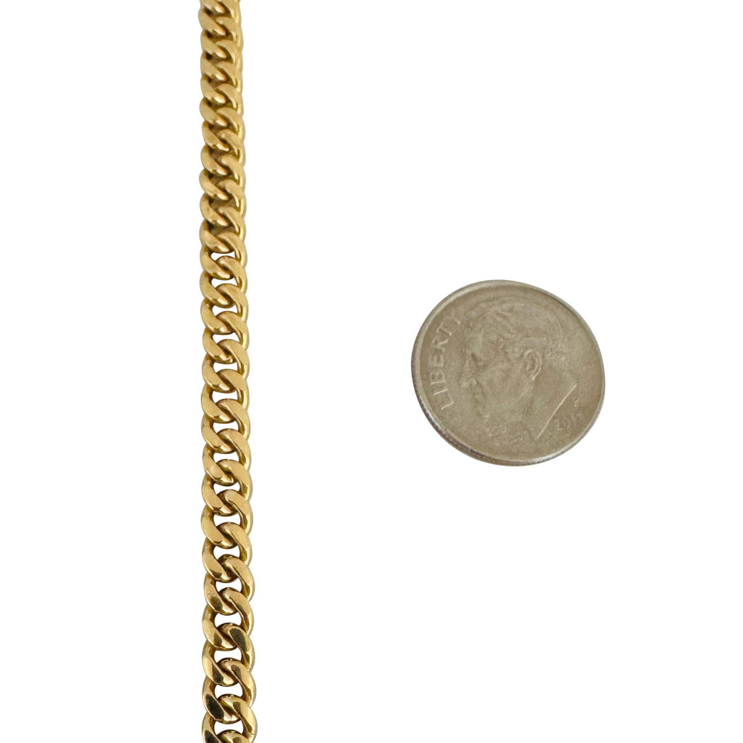 18k Yellow Gold 26.3g Solid Heavy 4.5mm Curb Link Chain Necklace 15.5"