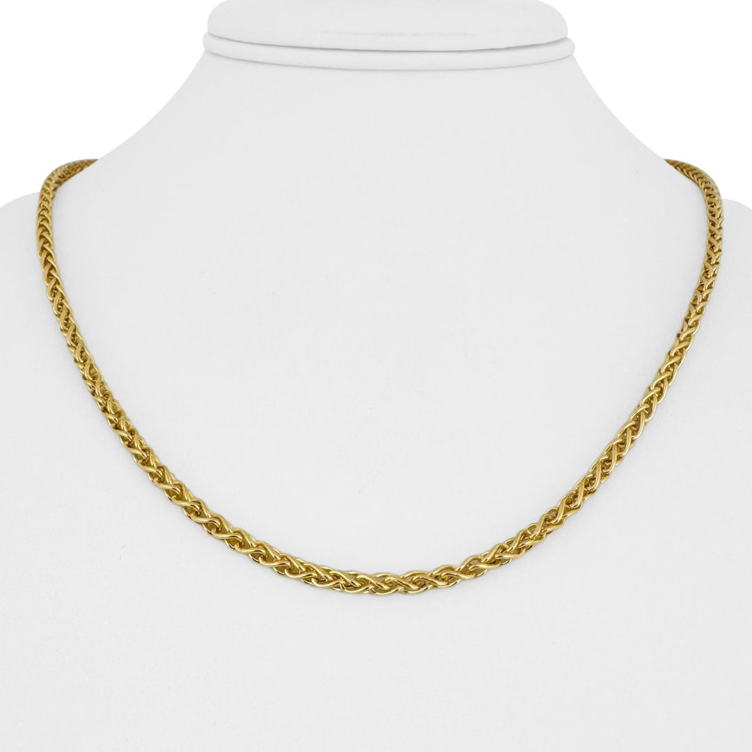 18k Yellow Gold 10g Semi Solid 3.5mm Wheat Link Chain Necklace Italy 19.5"
