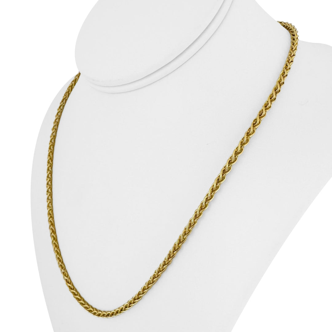 18k Yellow Gold 10g Semi Solid 3.5mm Wheat Link Chain Necklace Italy 19.5"
