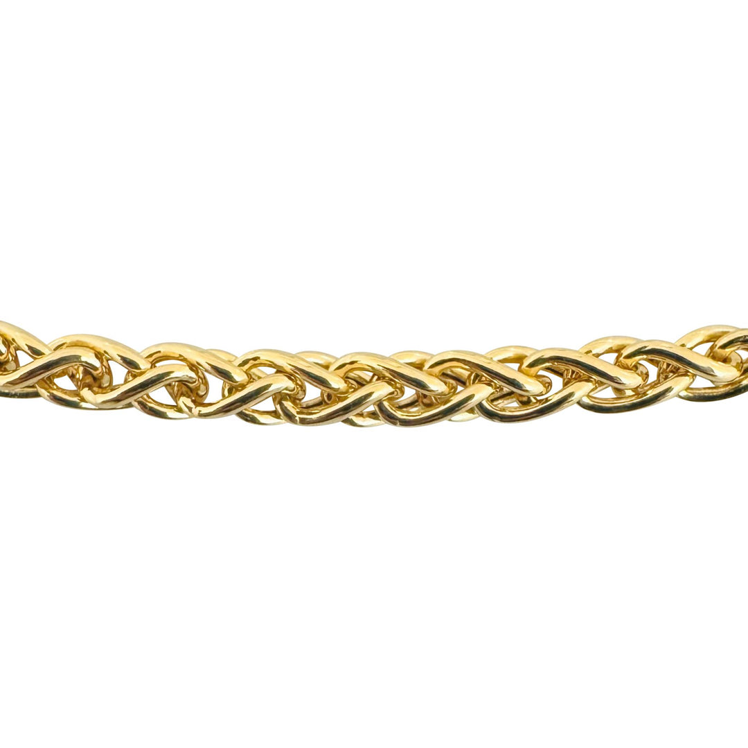 18k Yellow Gold 10g Semi Solid 3.5mm Wheat Link Chain Necklace Italy 19.5"