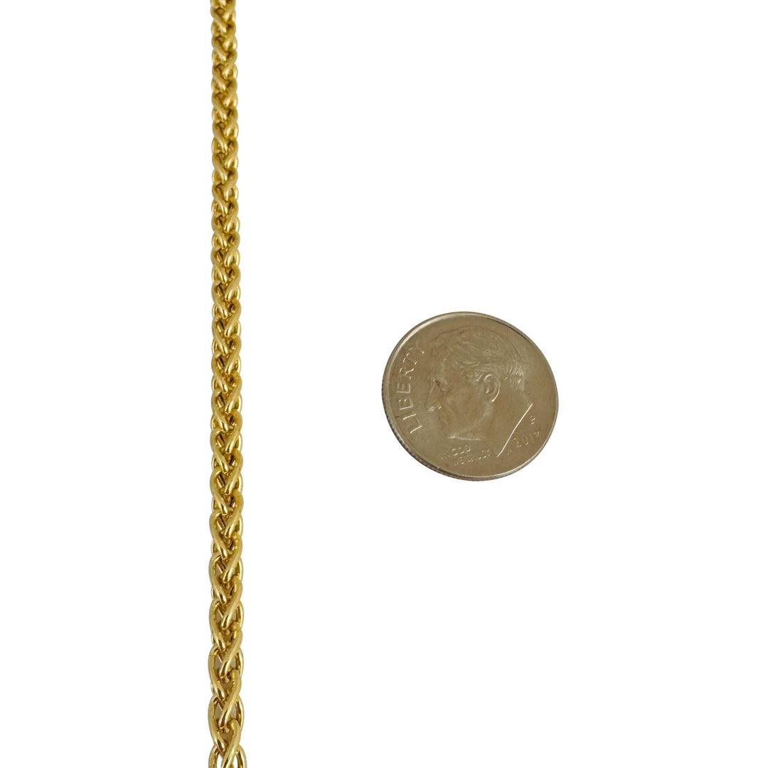 18k Yellow Gold 10g Semi Solid 3.5mm Wheat Link Chain Necklace Italy 19.5"