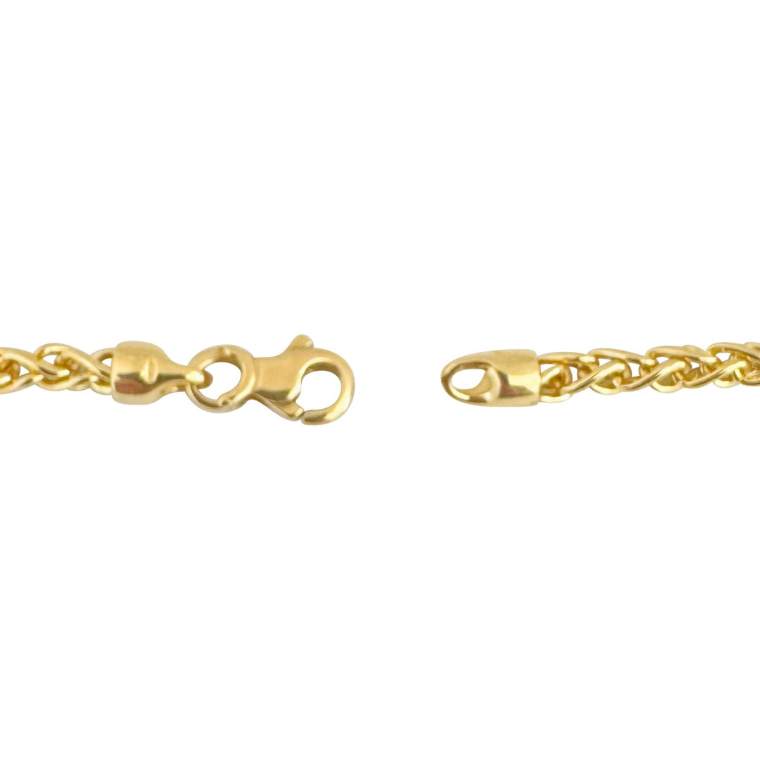 18k Yellow Gold 10g Semi Solid 3.5mm Wheat Link Chain Necklace Italy 19.5"