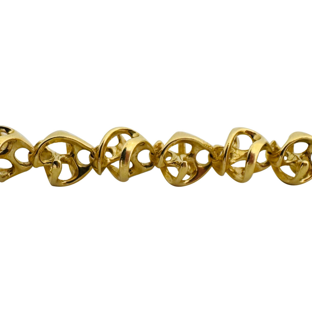 18k Yellow Gold 28g Solid Heavy Unique Abstract Link Bracelet 7.25"