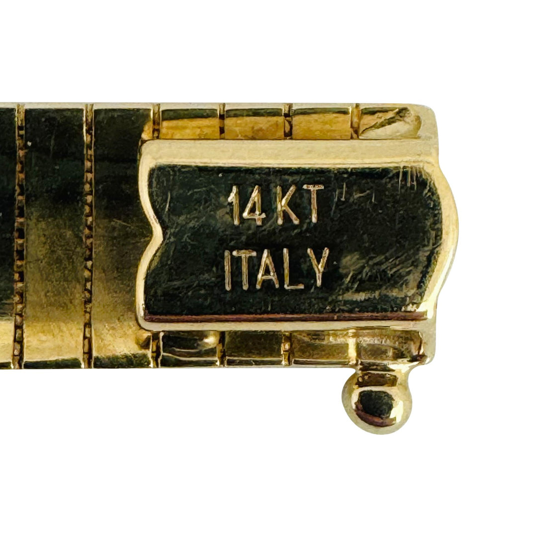 14k Yellow Gold 20.7g Solid Ladies 8mm Omega Link Bracelet Italy 7"