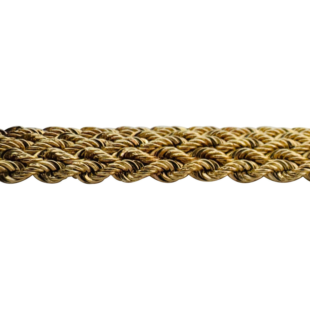 14k Yellow Gold 12.2g Hollow Ladies 14mm Braided Rope Bracelet Peru 7.5"