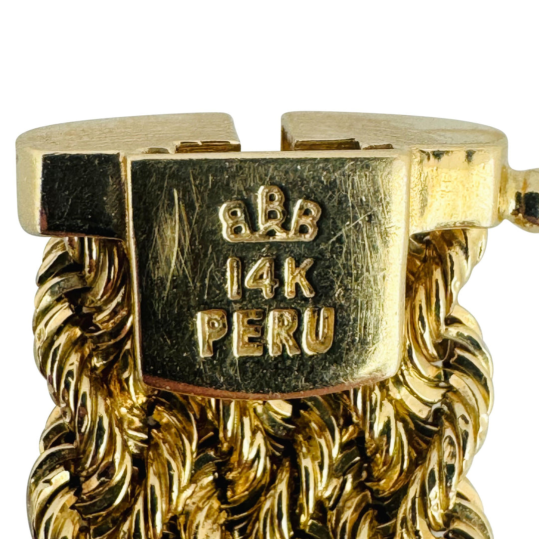 14k Yellow Gold 12.2g Hollow Ladies 14mm Braided Rope Bracelet Peru 7.5"