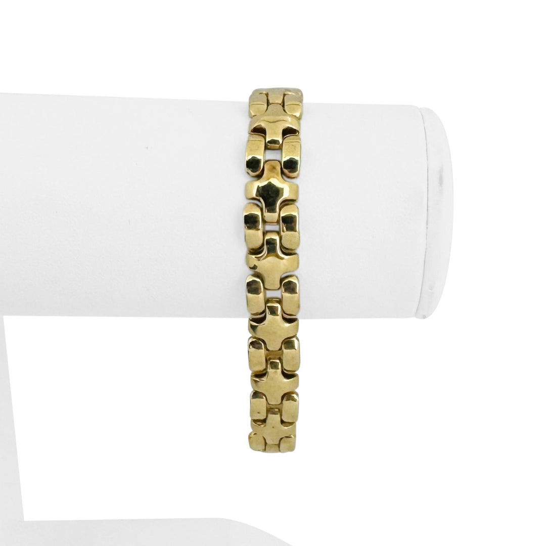 14k Yellow Gold 19.3g Ladies Polished 10mm Fancy Link Bracelet Italy 7.25"
