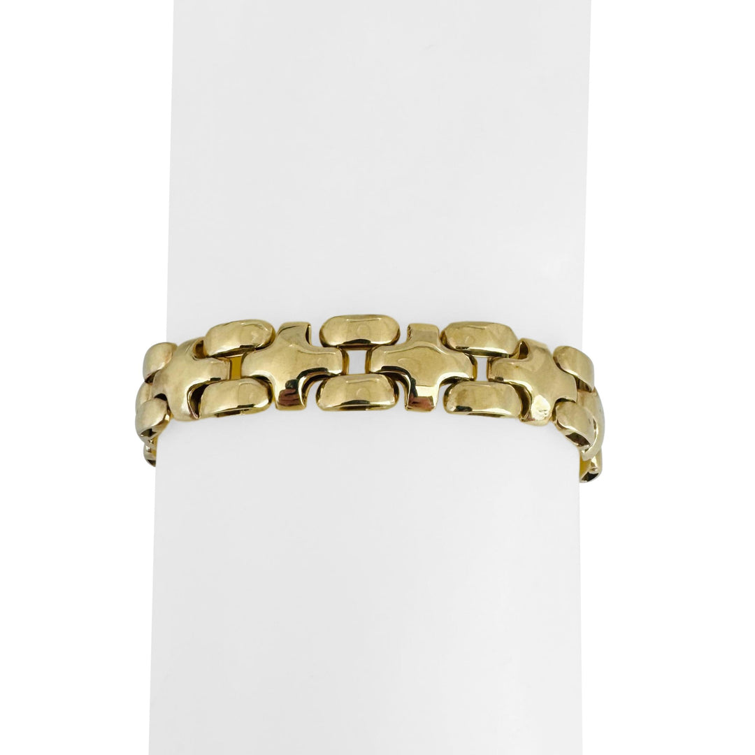 14k Yellow Gold 19.3g Ladies Polished 10mm Fancy Link Bracelet Italy 7.25"