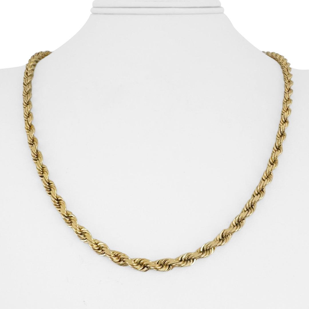 14k Yellow Gold 40g Solid Heavy 4mm Diamond Cut Rope Chain Necklace 22"